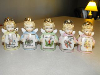 Vintage Christmas Ceramic Japan Bells Angels