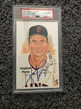 Gaylord Perry Signed Perez Steele Hall Of Fame Autographed Psa Slabbed