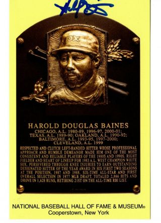 Harold Baines Signed Autographed Hall Of Fame Postcard White Sox Baseball