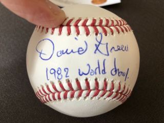 David Green Autograph Baseball 1982 World Champ St.  Louis Cardinals