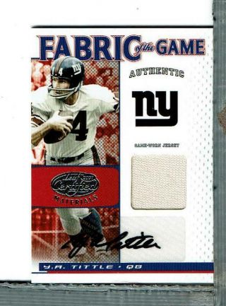 Y.  A.  Tittle Auto Jersey 4/5 2007 Certified Fotg Ny Giants
