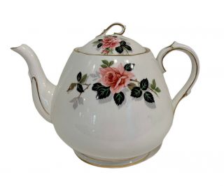 Windsor Teapot Fine Bone China Floral Roses Made In England Vintage Euc