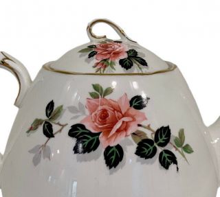 Windsor Teapot Fine Bone China Floral Roses Made In England Vintage EUC 3