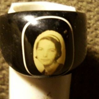 Rare Antique/vintage Celluloid Mourning/ Sweetheart Portrait Ring