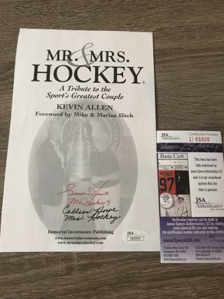 Gordie Howe/colleenhowe Autographed Page From The Book “mr&mrs.  Hockey” Jsa