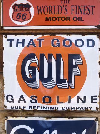 Vintage Oil And Gas Porcelain Sign Sign