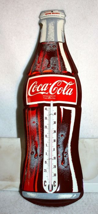 Vintage Canadian Coca Cola Bottle Thermometer 16 1/2 " Old Stock,  Nr