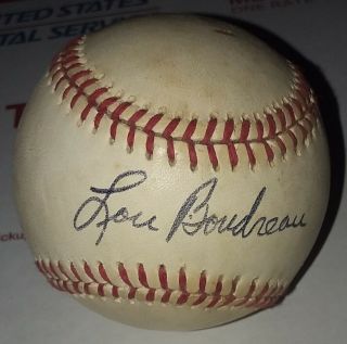 Lou Boudreau Hof Signed American League Baseball Cleveland Indians