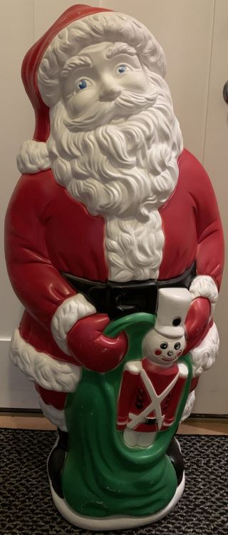 Vintage Grand Venture 38 " Blow Mold Santa Claus With Toy Sack Christmas