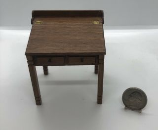 Miniature Dollhouse Furniture Wooden Desk Signed By Ma