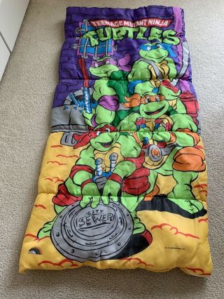 Vtg 1990 Teenage Mutant Ninja Turtles Sleeping Bag Youth Child Kids Tmnt 54”