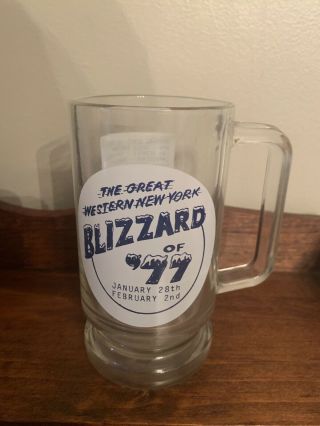 Vtg The Great Western York Blizzard Of 77 Glass Beer Mug Cup 1977 Buffalo