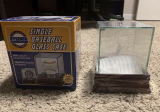 Steiner Single Baseball Glass Display Case With Wood Base & Uv Protection