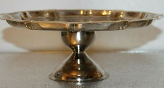 Vintage Etched Silver Plate Pedestal Cake Tray Stand 10 " Diameter & 3.  75 " Tall