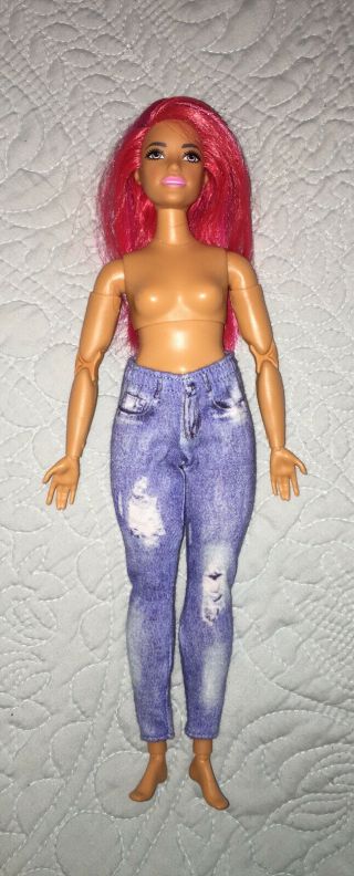 Curvy Dancer Made To Move Barbie Doll - Pink Hair And Stretch Jeans