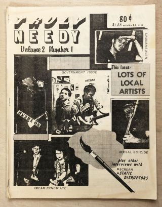 Truly Needy 2/1 1983 Washington Dc Punk Fanzine No Trend Government Issue Zine