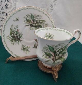 Vintage Queens Cup & Saucer Lily Of The Valley Fine Bone China Made In England.