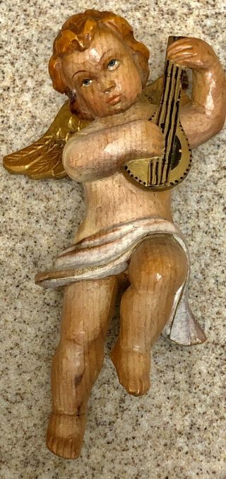 Vintage 6 " Italian Solid Wood Carved Cherub Angel