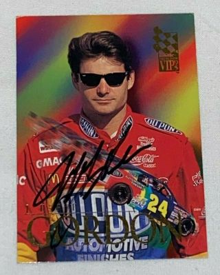 Jeff Gordon Dupont 24 Autographed Press Pass Vip 1995 Pack Pulled Insert Card