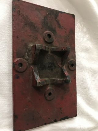 1920 ' s Vintage Red Cast Iron Fire Sprinkler Main Drain Sign ' Draw Off ' (25) 2
