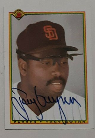 Tony Gwynn Auto Signed 1990 Bowman San Diego Padres Baseball Card 217 Autograph