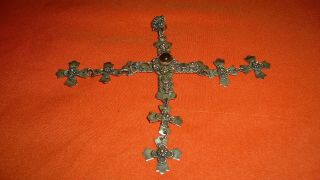 Vintage Sterling Silver Jerusalem Cross Pendant - Signed Mexico 14.  1 Grams