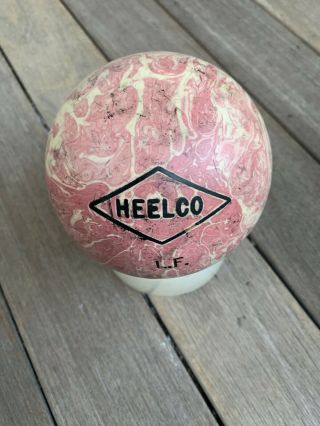 Vintage Heelco Candlepin Bowling Ball Set Of 4 W/bag.  2 Lbs 7 Oz White And Pink 2