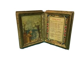 Vintage Italian Florentine St Francis Book Plaque A Simple Prayer