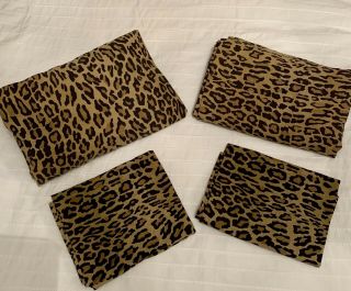 Vtg Ralph Lauren Home Aragon Leopard Animal Print Twin Sheet Set Made In Usa