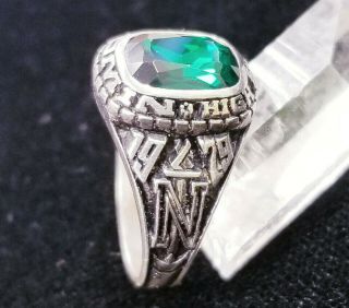 Vintage 70 ' s Emerald Niwot Class Ring Balfour Sterling Silver Size 7 Colorado 2
