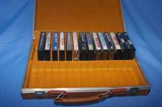 Vintage 30 Audio Cassette Tape Holder Storage Case Brown Faux Leather