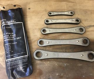 Vintage Sears Craftsman 4368 5 Piece Box End Ratchet Wrench Set