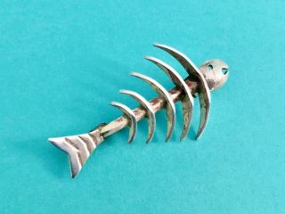 Vintage Mexico Taxco Sterling Silver Fish Bone Pin/brooch