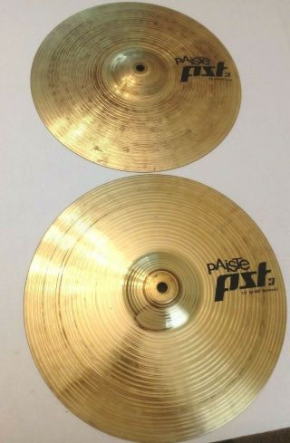 Vintage Paiste Pst 3 Made In Germany 13 " Hi Hat Cymbals (top And Bottom).