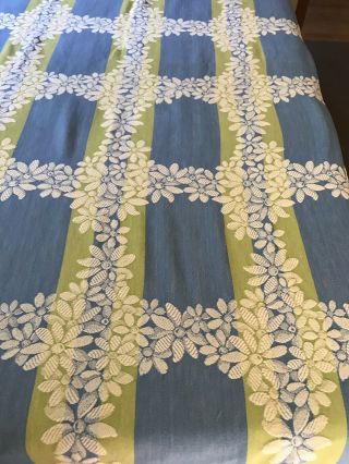 Vintage Cannon Full Size 80”x 92” Bed Spread Blue Green W/ White Flowers