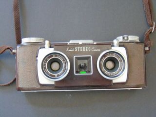 Vintage Kodak Stereo Camera In Leather Case Circa 1950 