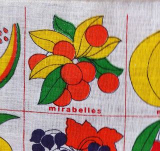 Vtg 60s 70s French Canvas Wall Hanging Fruit Rustic Country Farmhouse Decor Boho 3