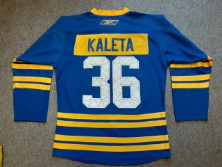 VTG Reebok NHL Buffalo Sabres 36 Patrick Kaleta Hockey Jersey Shirt Blue 48 2
