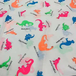 1.  5 Yards Vintage 80s 90s Dinosaur Fabric Large Print Cotton Neon 54” W Novelty