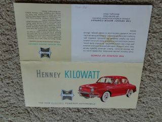 Vintage 1959 Henney Kilowatt Sales Brochure 1960 Electric Vehicle Ev