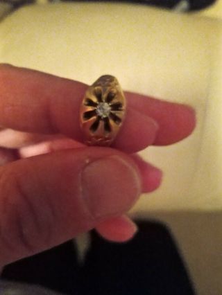 Vintage 14k Gold Ring Size 1/30 14k Gold Shell With Stone Womens