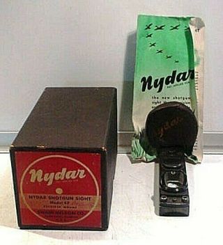 Vintage Nydar Shotgun Sight Model 47 Dot Sight W/ Box / Instructions,  Lens Cover