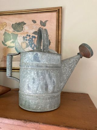 Vintage Galvanized 10 Metal Watering Can W/ Sprinkler Head Farmhouse Cottage