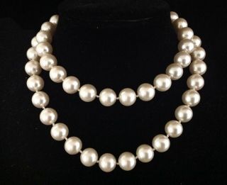 Vintage Necklace Signed Joan Rivers Pearls Knotted Oversized 34 " Long