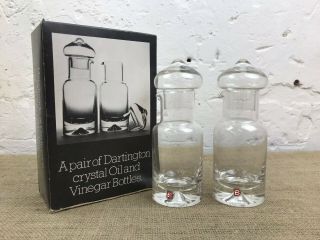 Vintage Dartington Glass England Oil & Vinegar Bottles Frank Thrower Design
