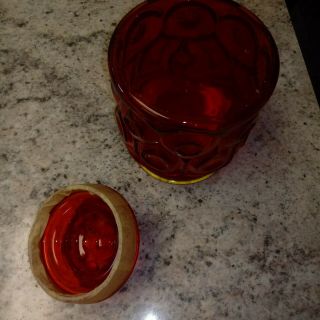 LE Smith Amberina Ruby Red Moon and Stars 7 Canister Coffee Tea Glass Vintage 3