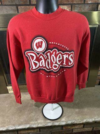 Vintage Wisconsin Badgers Football Ncaa Crewneck Sweatshirt Mens Size Medium Vtg