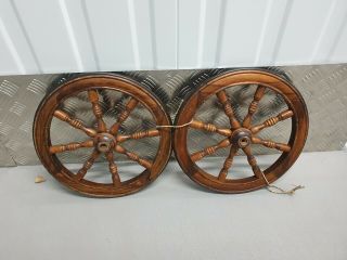 2 Vintage Wooden Cart Wheels 11.  5 Inch
