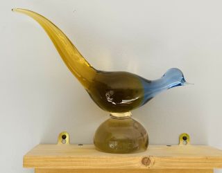 Vintage Murano Sommerso Art Glass Bird Figure,  Art Glass Pheasant