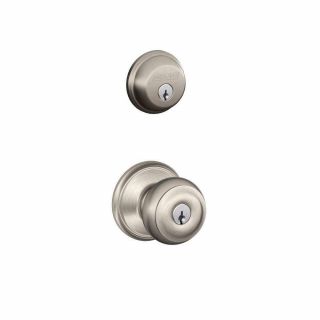 Schlage Satin Nickel Single Cylinder Deadbolt With Georgian Entry Combo Pack